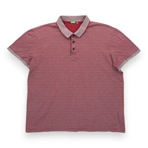 Hugo Boss Men's Modern Fit Polo Shirt‎ Short Sleeves Striped Metallic Logo XXL